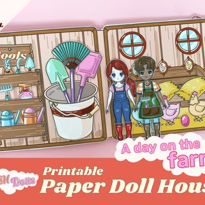Printable Paper Doll House Farm Busy Book Easy Paper Craft DIY for Kids Activity Book Girls Boys Quiet Book Holiday Thanksgiving Activities