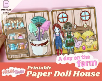Druckbares Papier Puppenhaus Bauernhof Beschäftigtes Buch Einfaches Papierhandwerk Basteln für Kinder Aktivitätsbuch Mädchen Jungen Quiet Book Urlaub Erntedank Aktivitäten