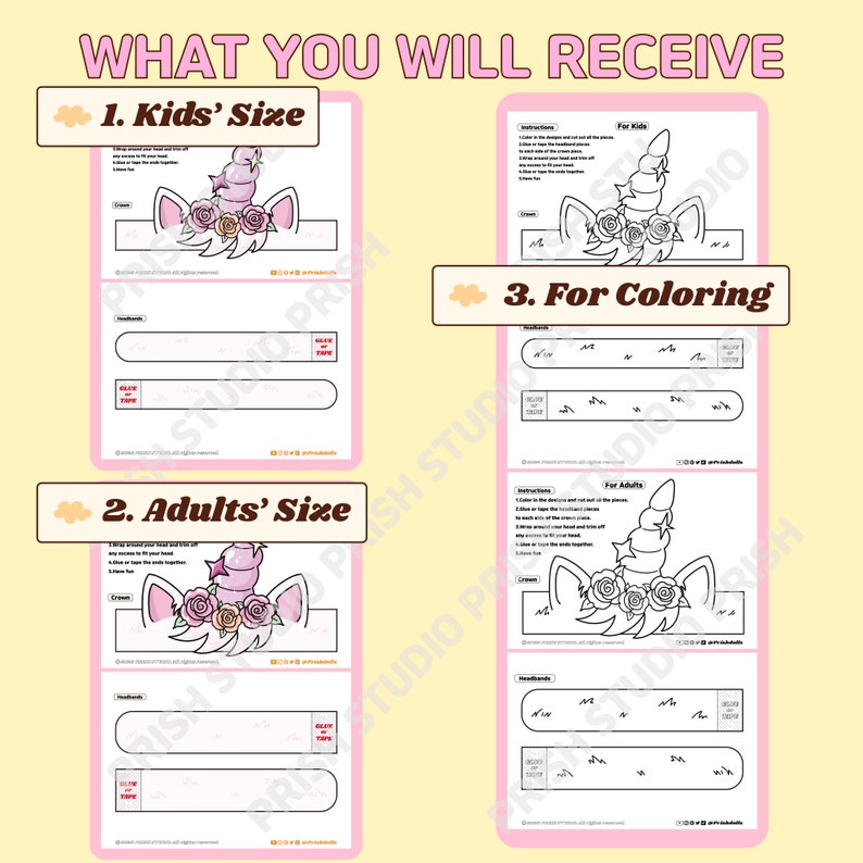 Unicorn Paper Crown Printable Party Birthday Decor Hat Kids Easy Craft ...