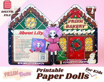 Casa delle bambole di carta natalizia stampabile, attività di pasticceria per bambini (download digitale)