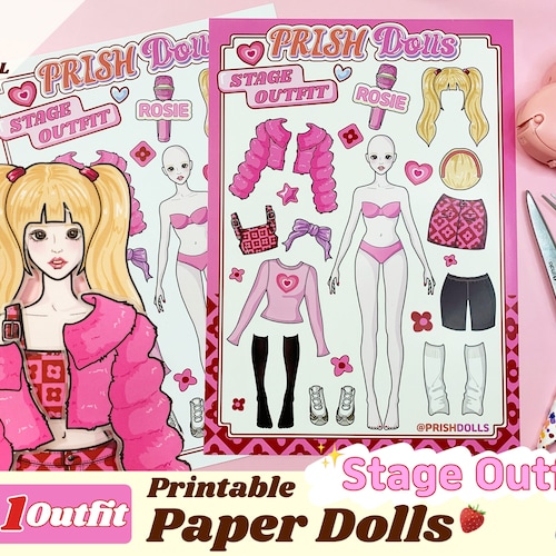 Printable Paper Dolls Dress up DIY Template Stage Outfit - Etsy