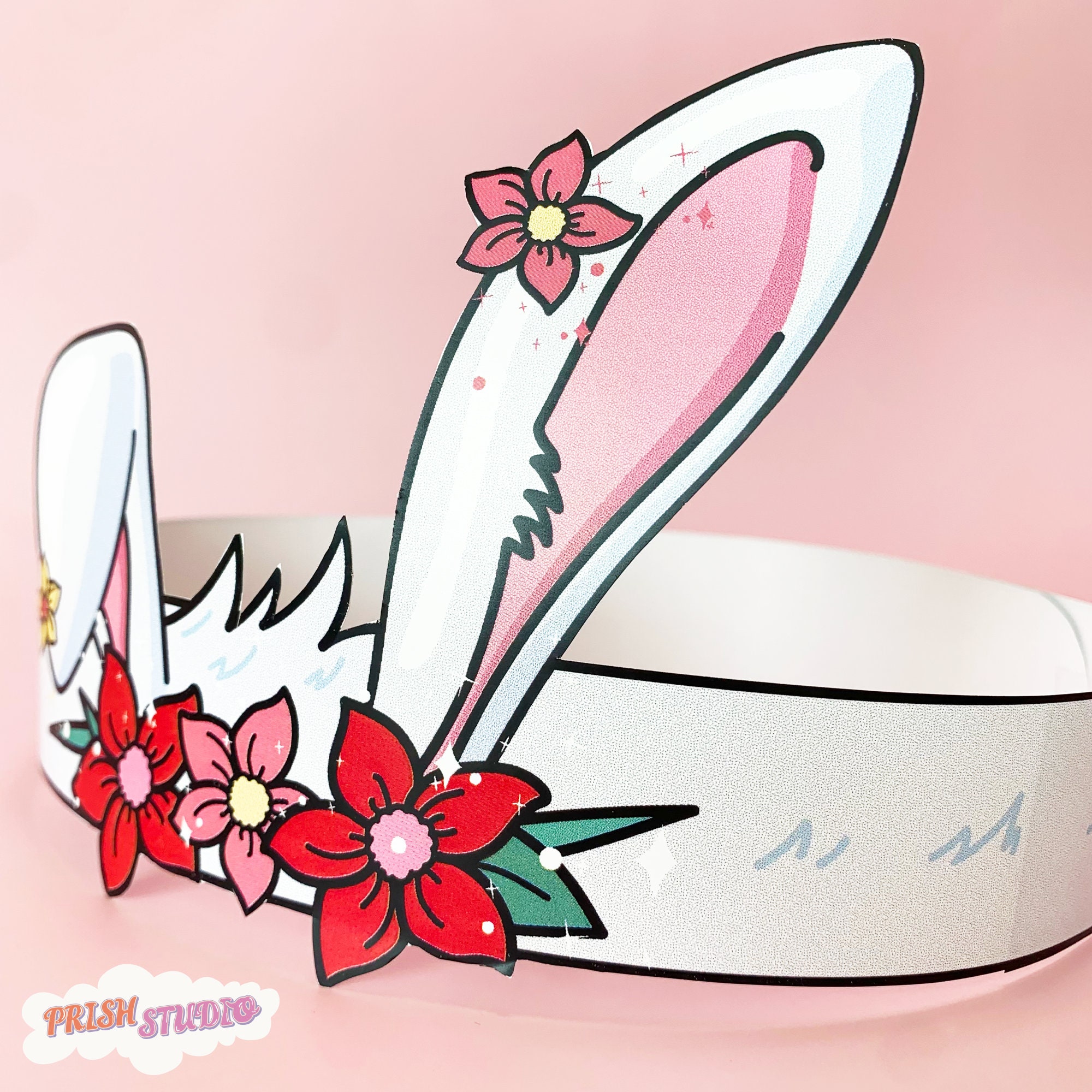 Rabbit Flower Paper Crown Costume Printable Party Hat Kids Easy Craft ...
