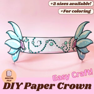Fairy Paper Crown Afdrukbare feesthoed Kids Easy Craft Coloring DIY Elf Verjaardag Decor Hoofdband Kostuum Klaslokaal Activiteit Sjabloon