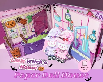 Printable Paper Dollhouse: Halloween Witch Theme Activity Book (Digital Download)
