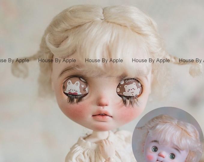 BJD Lovely Two Braids Plaits Hair Mohair Wig for Blythe Wig Pullip Wig 9-10inch doll wig qbaby wig