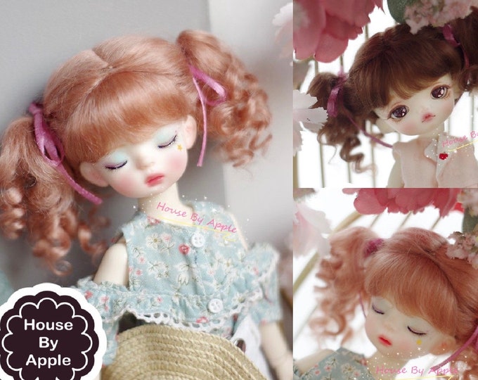BJD Retro Princess Pigtails Hair Mohair Wig for  1/4 msd 1/6 yosd 1/8 lati yellow doll wig