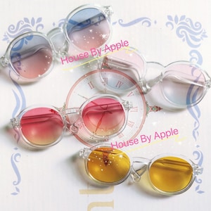 Gafas de plástico con montura redonda degradada para muñeca Blythe, en miniatura, bonitas, a la moda para muñecas Blythe.