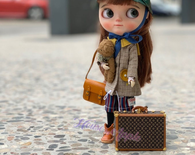 Fashion Doll Mini Suitcase Box Doll Handbag Handmade Doll Bag for Neo Blythe Holala 1/6 BJD Azone Doll Bag Outfit Custom Doll Accessories