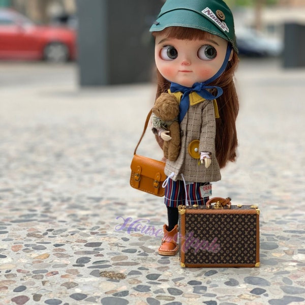 Fashion Doll Mini Suitcase Box Doll Handbag Handmade Doll Bag for Neo Blythe Holala 1/6 BJD Azone Doll Bag Outfit Custom Doll Accessories