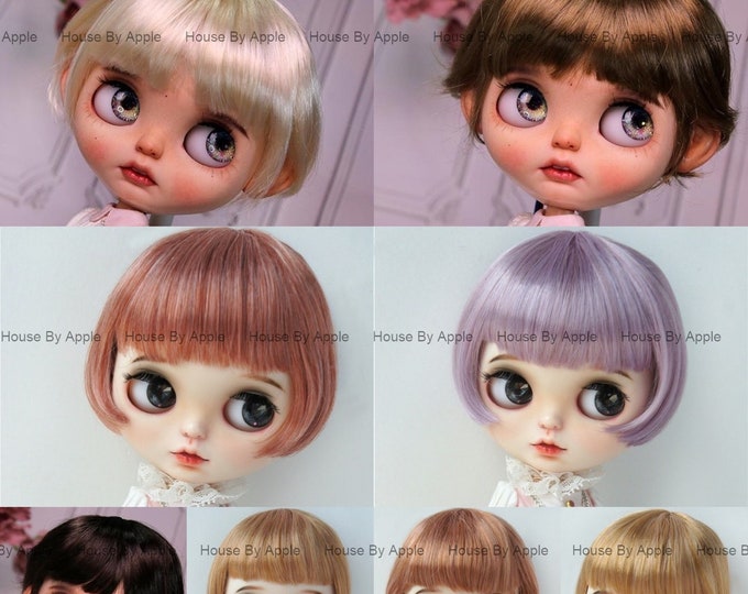 Blythe Wig Cute Short Bob Wig School Girl Doll Wig 9-10inch wig lovely Style Doll Wig 8 colour qbaby wig