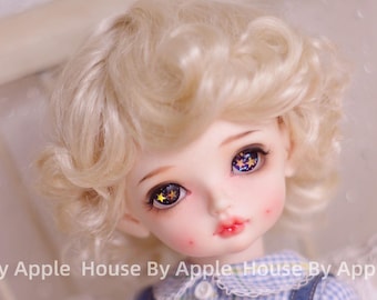 BJD Cute Light Gold Retro Short Curly Hair Imitation Mohair Wig for  1/3 SD 1/4 msd 1/6 yosd 1/8 lati yellow doll wig