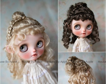 Blythe Doll Wig Retro Elegant Vintage Garden style Braid Hairstyle Imitation Mohair Wig Doll Wig 9-10 inch wig BJD Wig qbaby wig