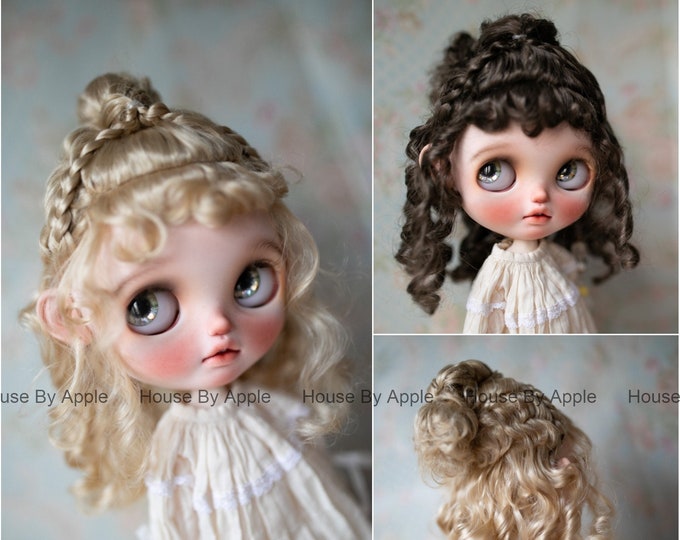 Blythe Doll Wig Retro Elegant Vintage Garden style Braid Hairstyle Imitation Mohair Wig Doll Wig 9-10 inch wig BJD Wig qbaby wig