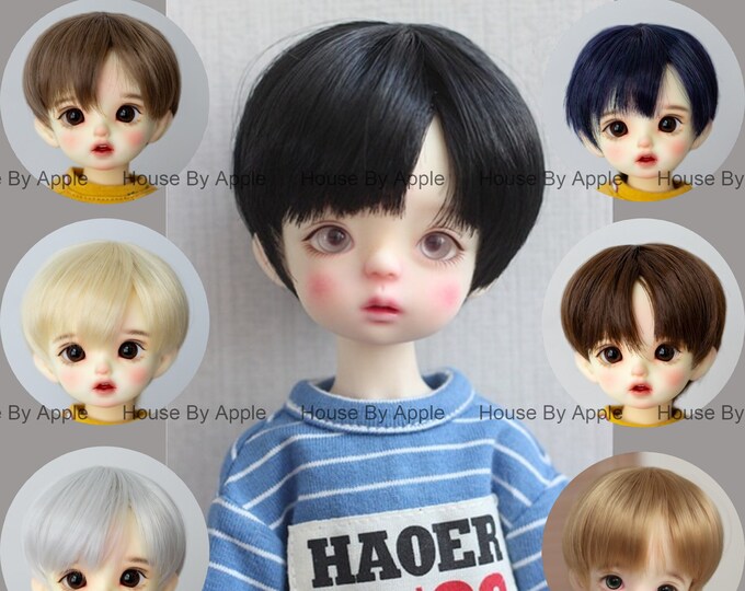 BJD Side Part Short Length With Bangs Boyish high temperature heat resistant fiber wig for  1/3 SD 1/4 msd 1/6 yosd doll wig