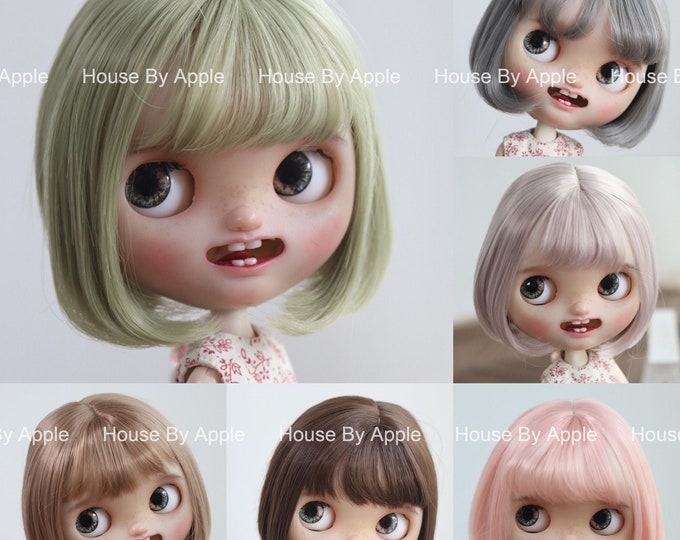 Blythe Wig Cute Bob Wig Doll Wig 9-10inch wig lovely Style Doll Wig 6 colour qbaby wig