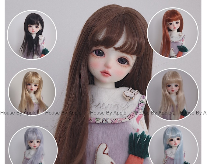 BJD Daily Style Long Straight With Bangs milk silk fiber wig for blythe wig 1/3 SD 1/4 msd 1/6 yosd doll wig BJD Wig