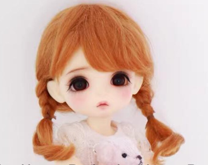 Bjd French Two Braids Plaits Hair Mohair Wig for 1/3 SD 1/4 msd 1/6 YOSD 1/8 Lati Yellow 1/12 Lati White pukipuki BF Pocket doll wig