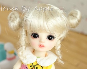 BJD Cute Blonde Double Bud head hair Imitation Mohair Wig for  1/3 SD 1/4 msd 1/6 yosd 1/8 lati yellow doll wig
