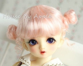 BJD Cute Pink Double Bud head hair Imitation Mohair Wig for  1/3 SD 1/4 msd 1/6 yosd 1/8 lati yellow doll wig