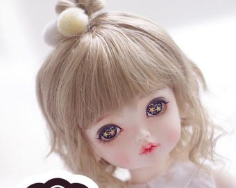BJD cute Light Brown naturally curly hair imitation Mohair wig for  1/3 SD 1/4 msd 1/6 yosd 1/8 lati yellow wig