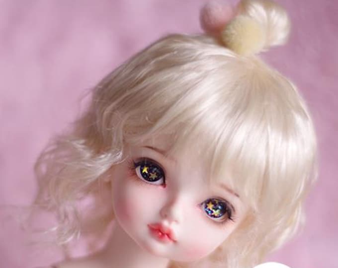 BJD cute naturally curly hair imitation Mohair wig for  1/3 SD 1/4 msd 1/6 yosd 1/8 lati yellow wig