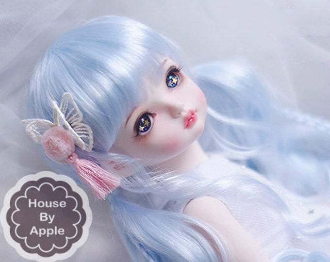 BJD Lovely Ice Blue long Pigtails hair Imitation Mohair Wig for  1/3 SD 1/4 msd 1/6 yosd imda3.0 1/8 lati yellow doll wig