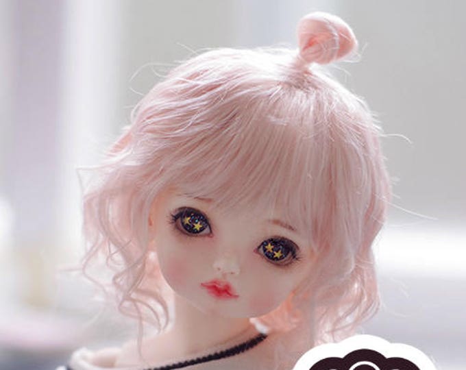 BJD cute pink naturally curly hair imitation Mohair wig for  1/3 SD 1/4 msd 1/6 yosd 1/8 lati yellow doll wig