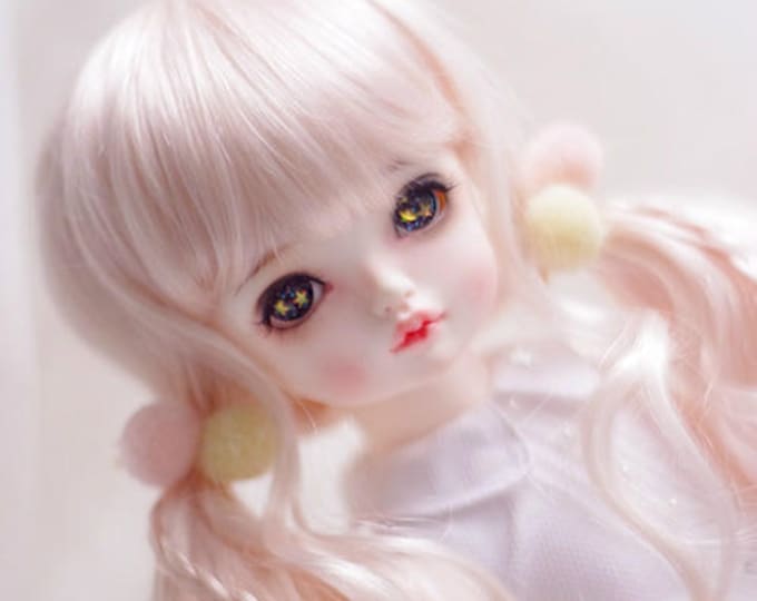 BJD Lovely Pink long Pigtails hair Imitation Mohair Wig for  1/3 SD 1/4 msd 1/6 yosd imda3.0 1/8 lati yellow doll wig