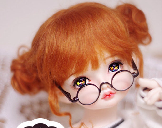 BJD Bridal Cute Carrot Red Odango Hair Mohair Wig for  1/3 SD 1/4 msd 1/6 yosd 1/8 lati yellow 1/12 lati white doll wig