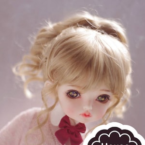 BJD Cute Natural Brown Braids long curly hair Imitation Mohair Wig for  1/3 SD 1/4 msd 1/6 yosd 1/8 lati yellow doll wig