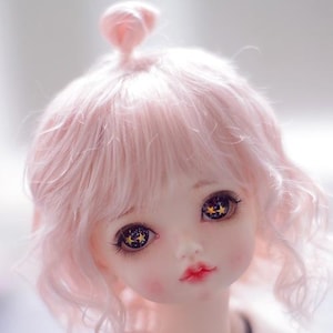 BJD cute pink naturally curly hair imitation Mohair wig for  1/3 SD 1/4 msd 1/6 yosd 1/8 lati yellow doll wig