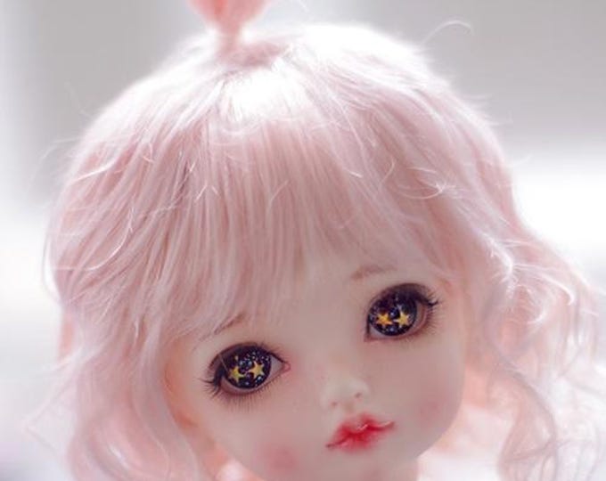 BJD cute pink naturally curly hair imitation Mohair wig for  1/3 SD 1/4 msd 1/6 yosd 1/8 lati yellow doll wig