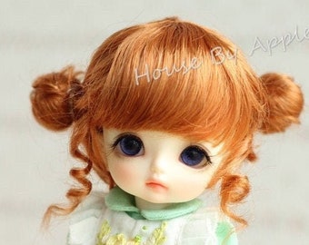 BJD Cute Carrot Double Bun head hair Imitation Mohair Wig for  1/3 SD 1/4 msd 1/6 yosd 1/8 lati yellow doll wig BJD Wig