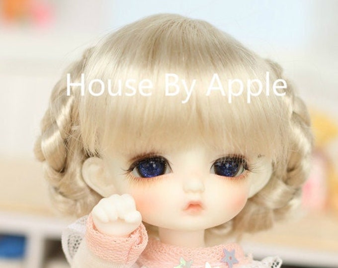 BJD Elegant Gold French Braided Updo Hairstyles Imitation Mohair Wig for  1/3 SD 1/4 msd 1/6 yosd 1/8 lati yellow 1/12 doll wig