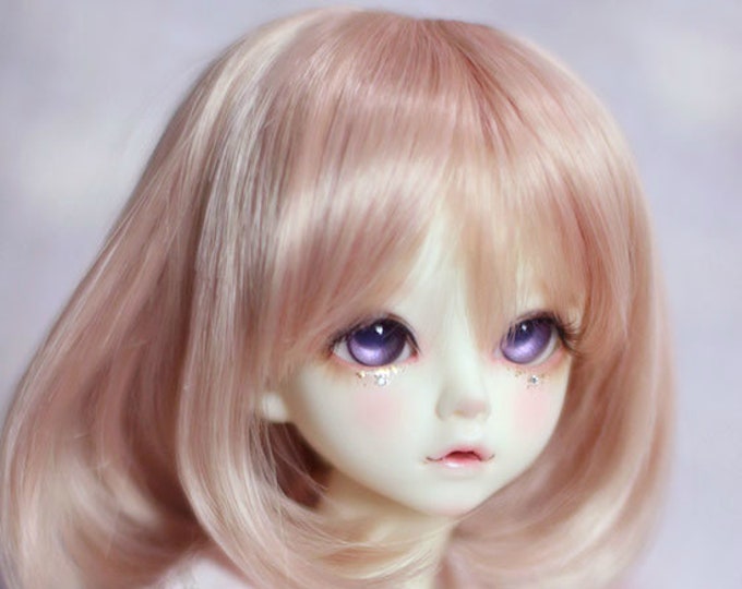 BJD Rinka Short Hair high temperature heat resistant fiber wig with Silicone Headcap for  1/3 SD 1/4 msd 1/6 yosd doll wig