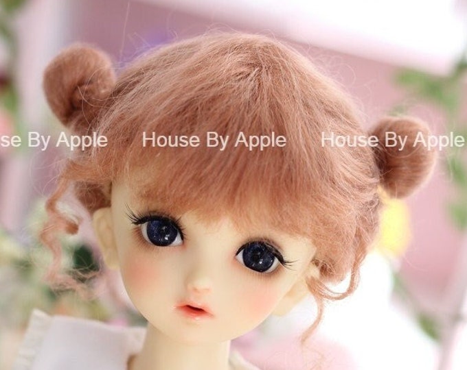 BJD Bridal Cute Dark Pink Odango Hair Mohair Wig for  1/3 SD 1/4 msd 1/6 yosd 1/8 lati yellow doll wig