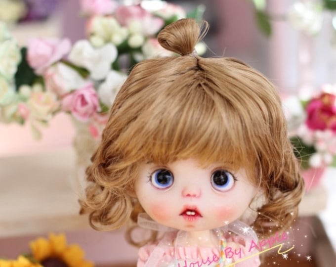 BJD cute Gold Brown naturally curly hair imitation Mohair wig for  1/3 SD 1/4 msd 1/6 yosd 1/8 lati yellow wig