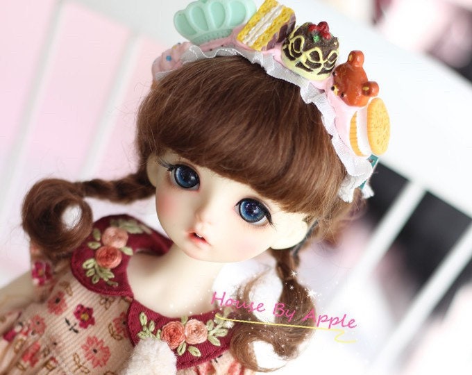 BJD Cute French Two Braids Plaits Hair Dark Brown Mohair Wig for  1/3 SD 1/4 msd 1/6 YOSD 1/8 Lati Yellow 1/12 Lati White doll wig