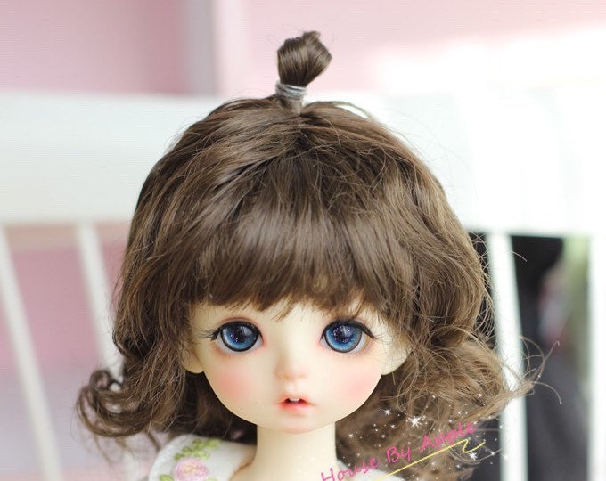 BJD Cute Dark Brown naturally curly hair imitation Mohair wig for  1/3 SD 1/4 msd 1/6 YOSD 1/8 LatiYellow