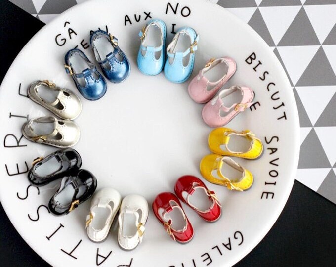 Mary Jane Shoes T-Strap Thong doll shoes for Blythe/Molly/DAL/Pullip/Azone/Licca/Lati Yellow/1:8 bjd doll/OB11/GSC/Middie Blythe doll shoes