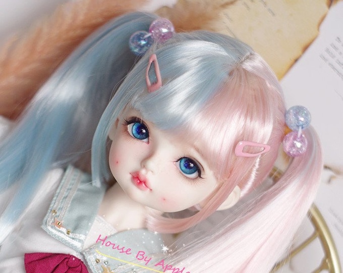 BJD Double Ponytail Curly Hime Cut Style Wig for  1/3 SD 1/4 msd 1/6 YOSD doll wig