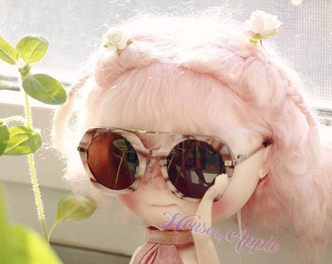 BJD Lovely Two Braids Plaits Hair Pink Mohair Wig for Blythe Wig Pullip Wig 9-10inch doll wig