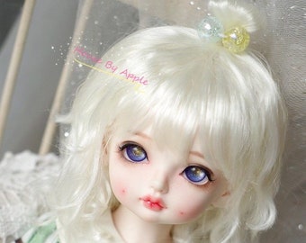 BJD Cute Cream White naturally curly hair imitation Mohair wig for  1/3 SD 1/4 msd 1/6 yosd 1/8 lati yellow wig