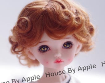 BJD Cute Light Carrot Retro Short Curly Hair Imitation Mohair Wig for  1/3 SD 1/4 msd 1/6 yosd 1/8 lati yellow doll wig
