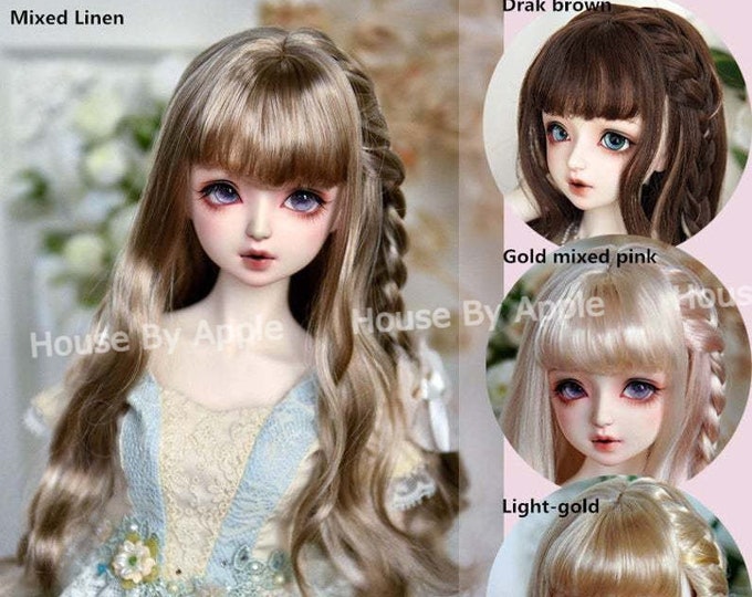 BJD Wig 4 colors Long Curly Single Braid hair for 1/3 SD 1/4 MSD 1/6 yosd doll wig Smart Doll