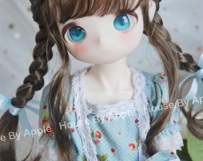BJD (6 Colour) fishtail double french braid Imitation Mohair Wig for 1/3 SD 1/4 msd 1/6 yosd 1/8 Lati Yellow doll wig