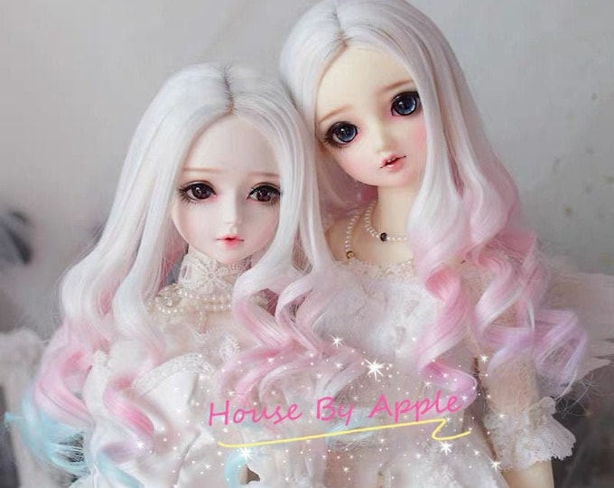 Hand Made BJD Multi Color gradient Long curls high temperature heat resistant fiber wig for 1/3 SD 1/4 msd 1/6 yosd doll wig