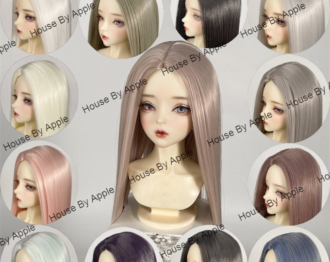 16 colour BJD Long Straight Midsplit Centre Heat resistant Wig for 1/3 SD 1/4 msd 1/6 yosd imda3.0 doll wig