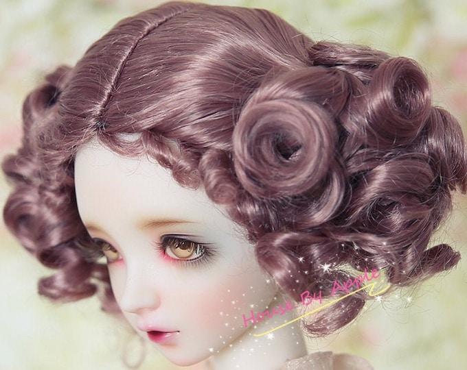 Vintage Elegant Lady Curly Bun Girlish BJD WIG imitation Mohair wig for  1/3 SD 1/4 msd 1/6 yosd 1/8 lati yellow doll wig