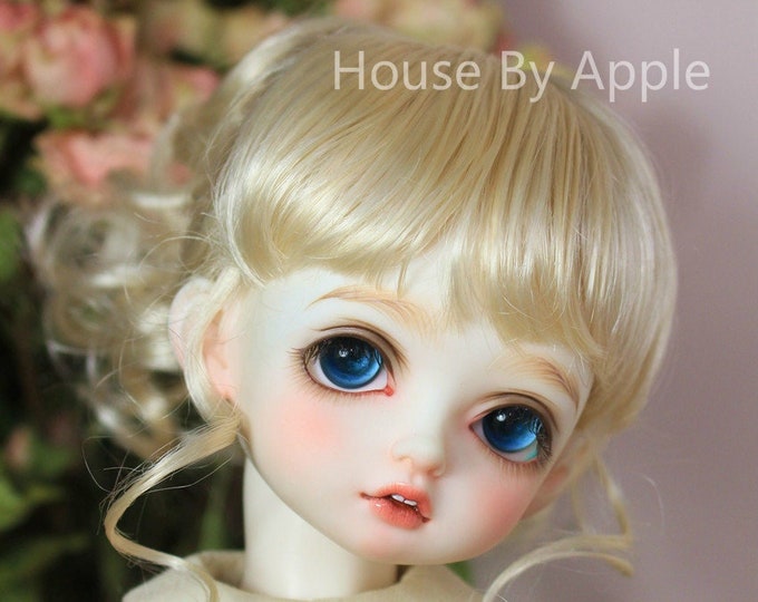 BJD Cute Light Gold Braids long curly hair Imitation Mohair Wig for  1/3 SD 1/4 msd 1/6 yosd 1/8 lati yellow doll wig